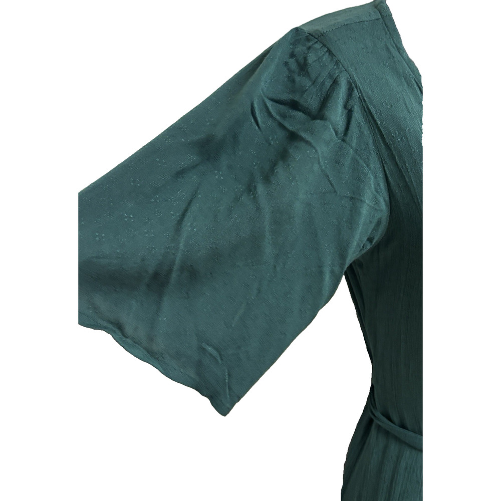 Billabong Wrap Dress Small S Green Short Sleeve V-Neck Women Shorebreak New - Picture 3 of 10